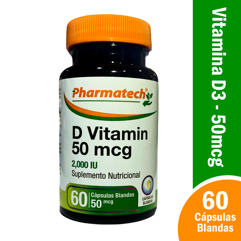 Vitamina D 50 mcg X 60 Cápsulas Blandas