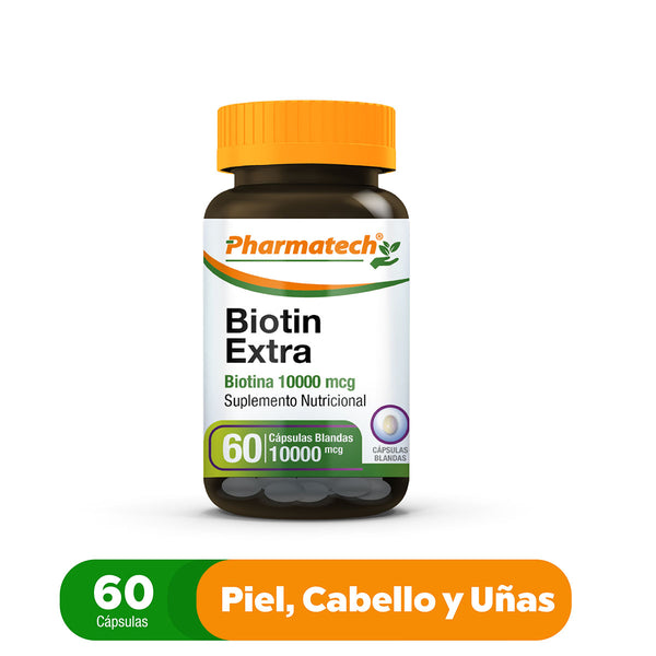 Biotín Extra 10,000mcg (60 cápsulas blandas)